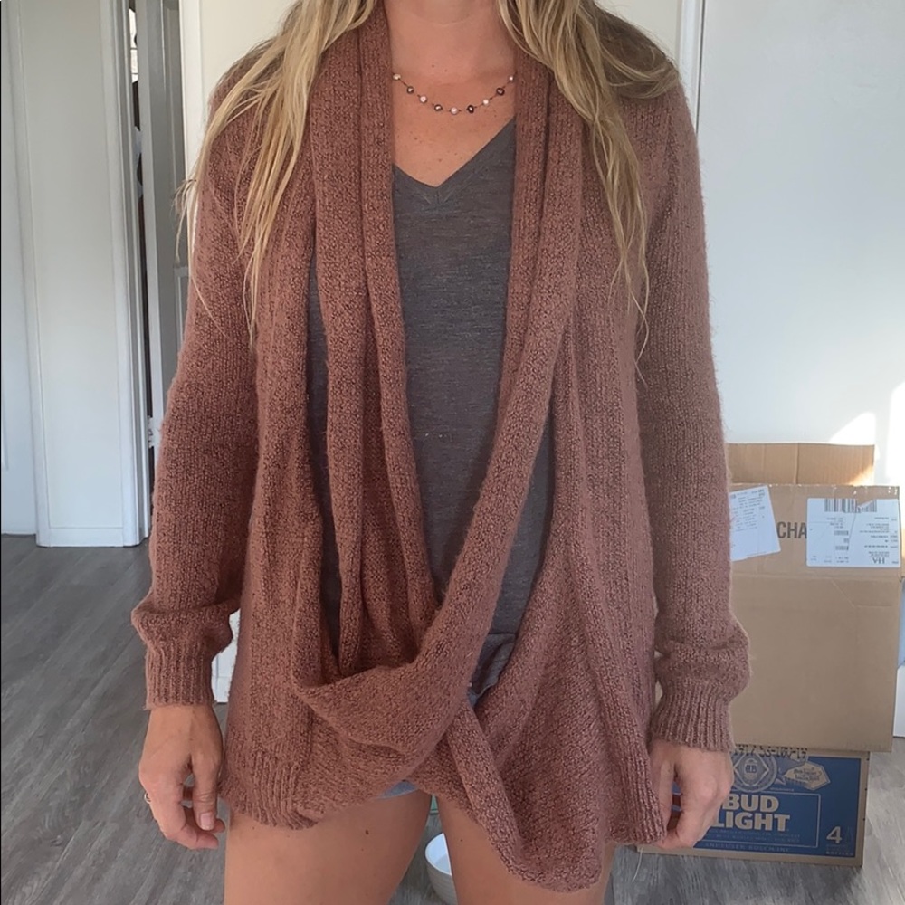 Rose/blush cardigan style sweater - Picture 2 of 5
